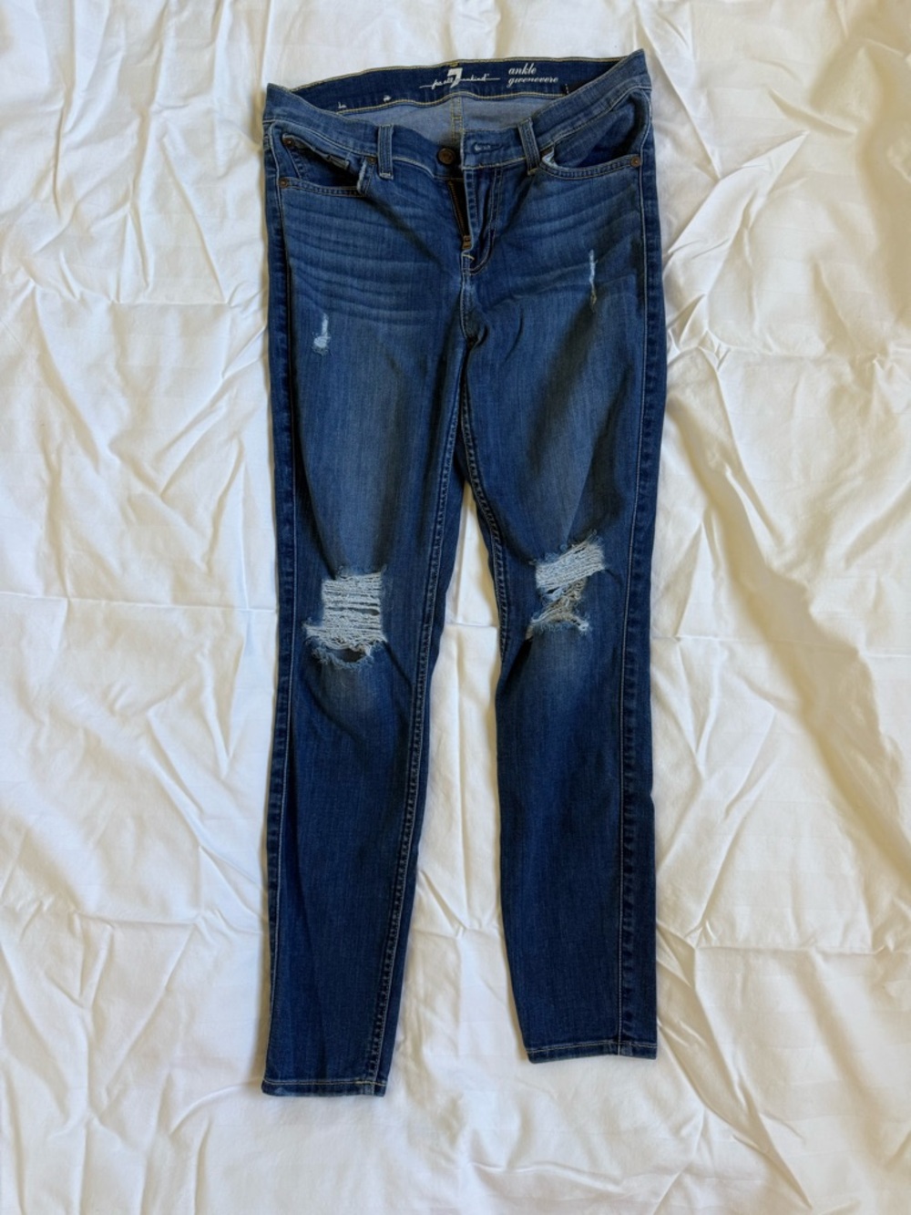 Women’s 7 For All Mankind Gwenevere Medium Wash Distressed Skinny Jeans